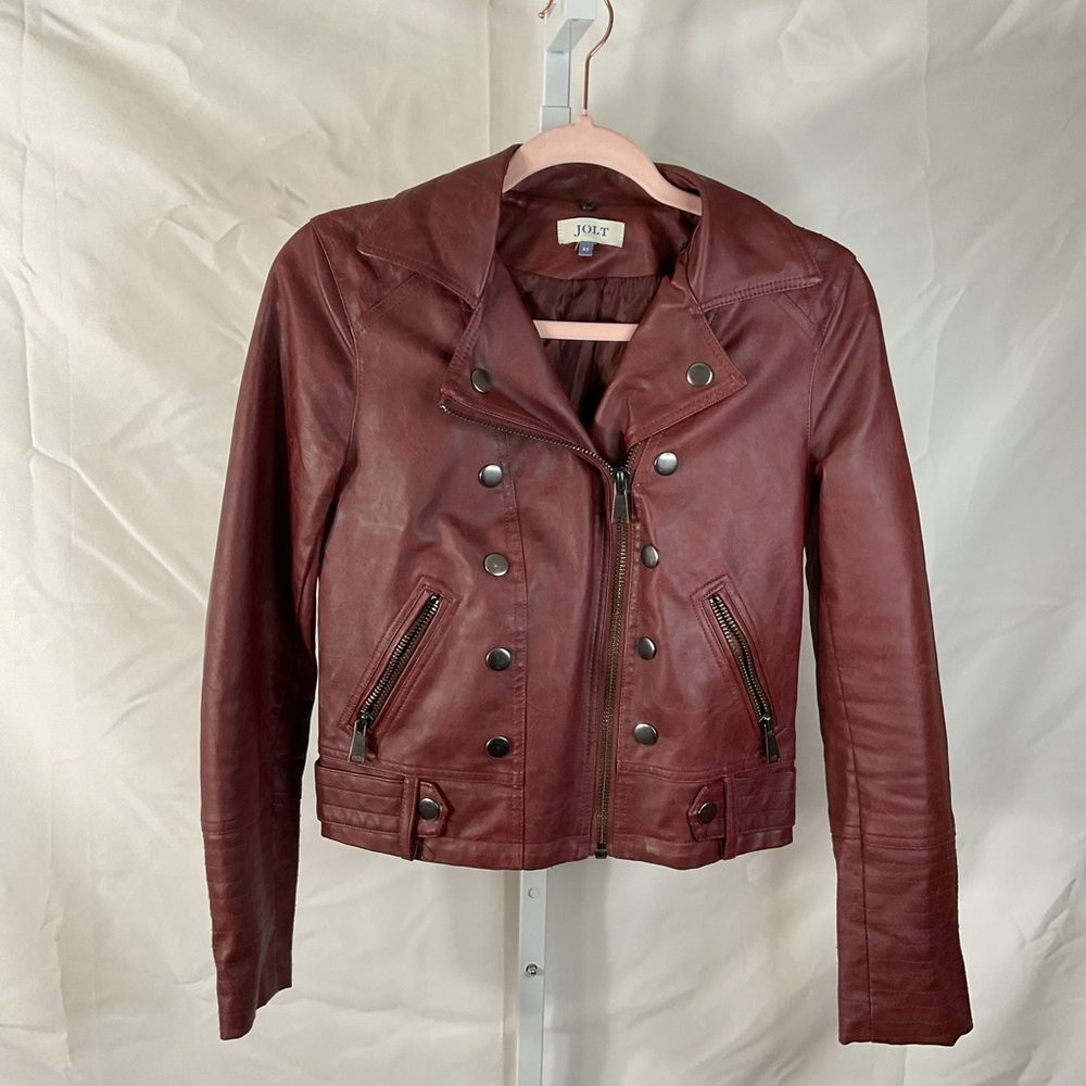 Jolt Women's Deep Red Leather Jacket